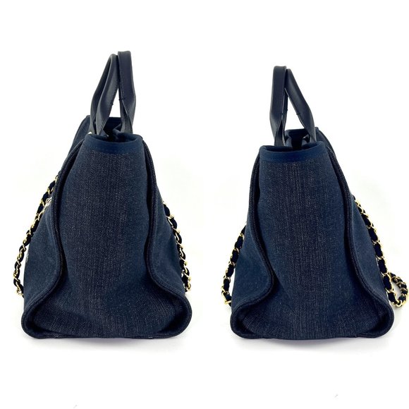 Sold on our website CHANEL Deauville Medium Denim Navy Shopping Tote Bag - Picture 4 of 11